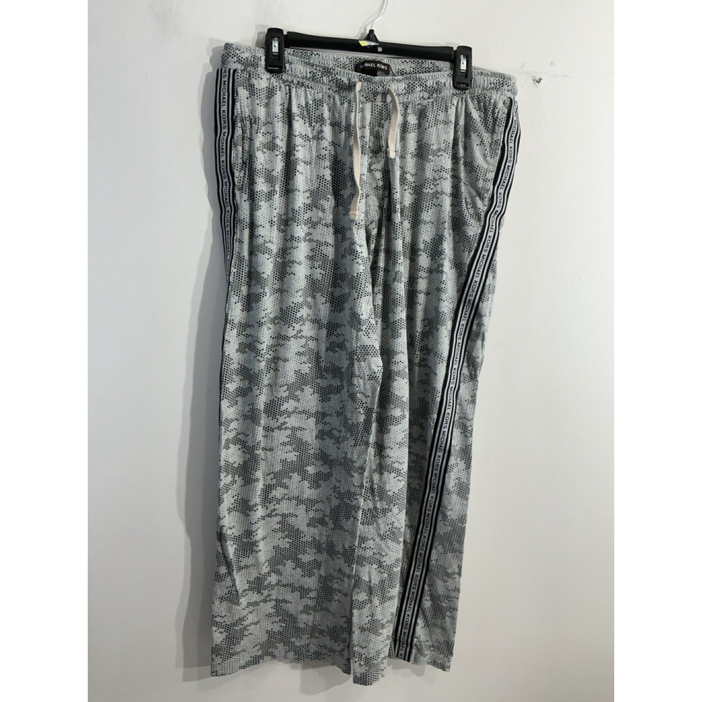 Men’s Michael Kors Pull On Long Lounge Pants XLgray Black Elastic Waist Logo
